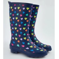 GX559: Navy Heart Wellington Boots (Shoe Sizes: 12-5)